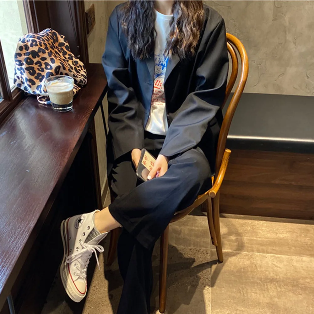 

Summer Fashion Solid White Black Blazer Jacket Women Goth Casual Pockets Long Sleeve Work Suit Coat Office Ladies Slim Blazers