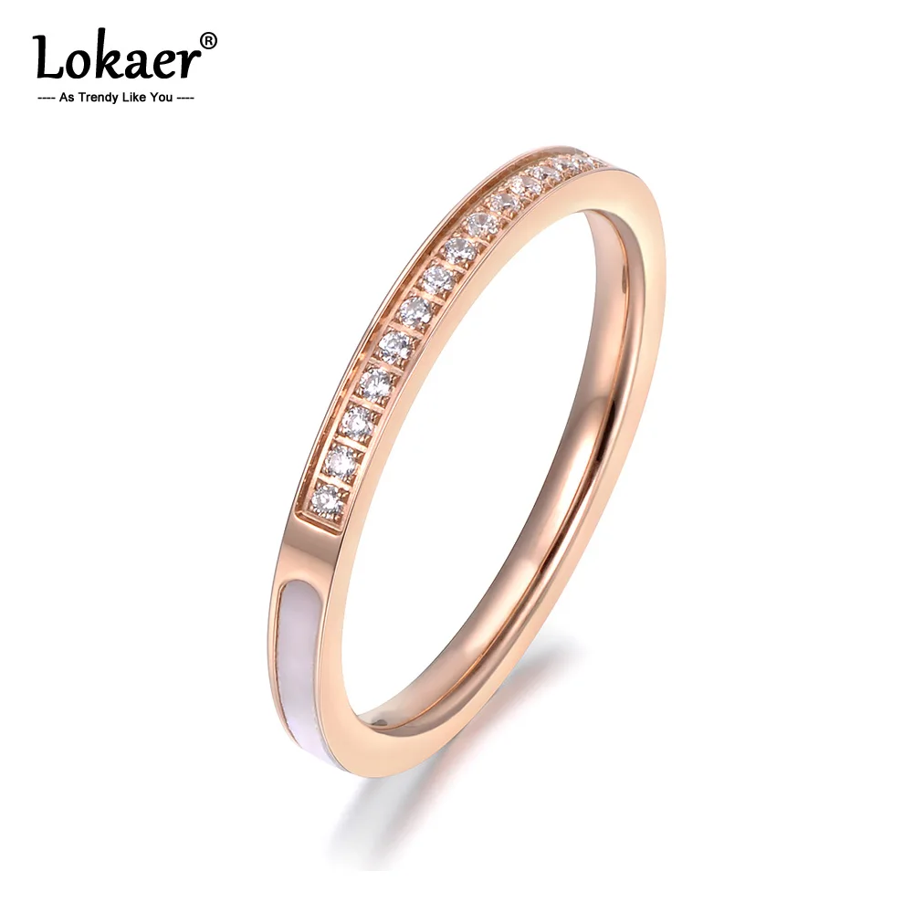Кольца Lokaer из нержавеющей стали нежные 1/4 ПАВЕ стразы и 3/4 ракушек кольцо цвета