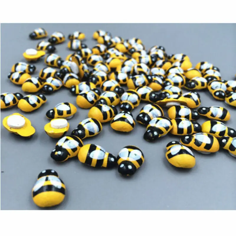 100 шт. 13 мм 3D деревянные животные мини пчела наклейки на холодильник клейкие стену