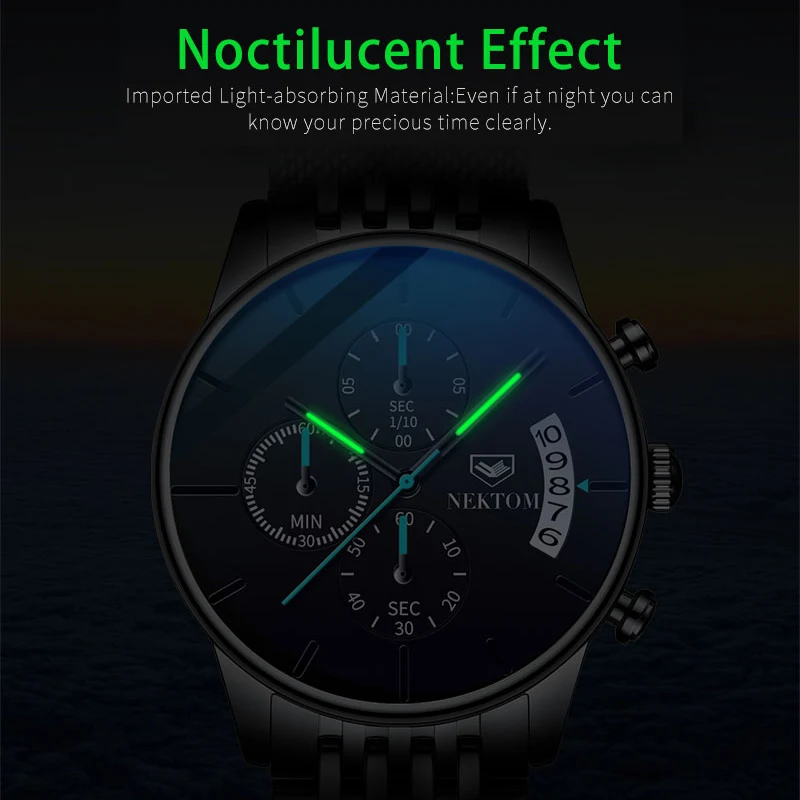 Часы наручные NEKTOM Мужские кварцевые модные деловые водонепроницаемые со
