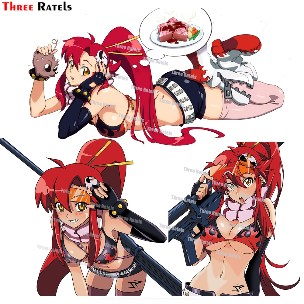 

Персонализированные креативные наклейки Three Ratels D900 Gurren Lagann с царапинами для топливного бака крышки бампера декоративные водонепроницаемые наклейки