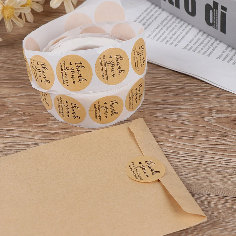 

500pcs/roll Round Kraft Paper Thank You for Supporting My Small Business Stickers seal label Sticker Decor Stationery Sticker