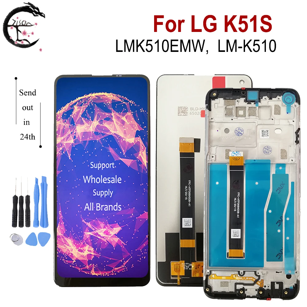 ЖК-дисплей 6,55 дюйма K51S с рамкой для LG K51S, ЖК-дисплей LMK510EMW K510, экран дисплея, сенсорный дигитайзер, сменный модуль в сборе