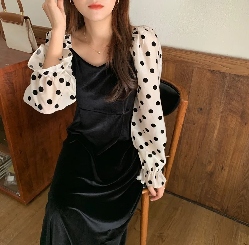 Корейский стиль на раннюю весну в стиле Френч стройнящий V образный вырез