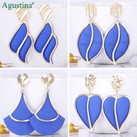 agustina blue drop earrings for women metal dangle earrings fashion jewelry long earrings boho kpop geometry earring wholesale