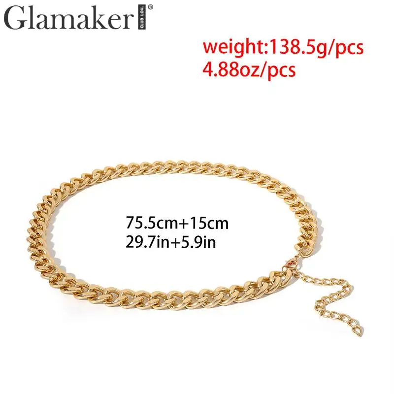Glamaker золотая цепочка женский широкий пояс для женщин куртка пояс Женские аксессуары cummerbund Блестящий Пояс для платья корейская мода