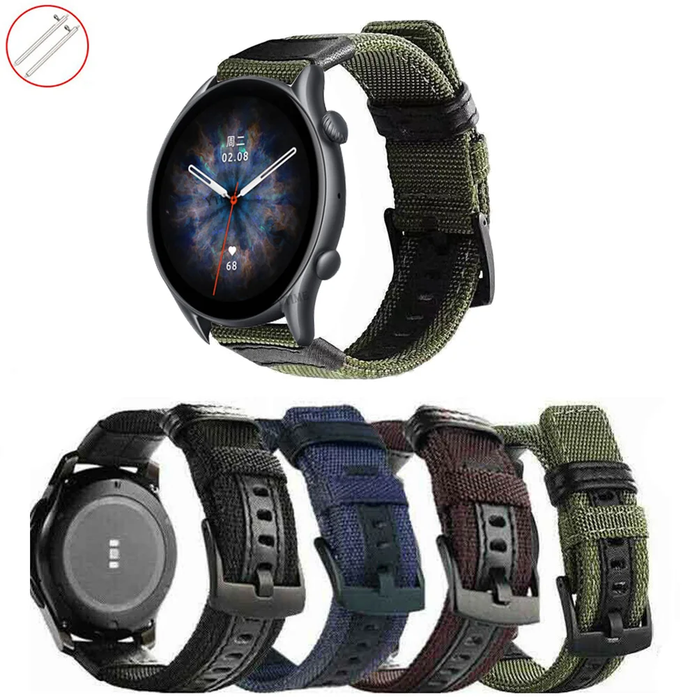 

Nylon Leather Bracelet For Amazfit GTR 47mm Wrist Strap For Xiaomi Amazfit Pace / Stratos 1 2 3 / GTR 2 2E/ GTR3 3 Pro Watchband