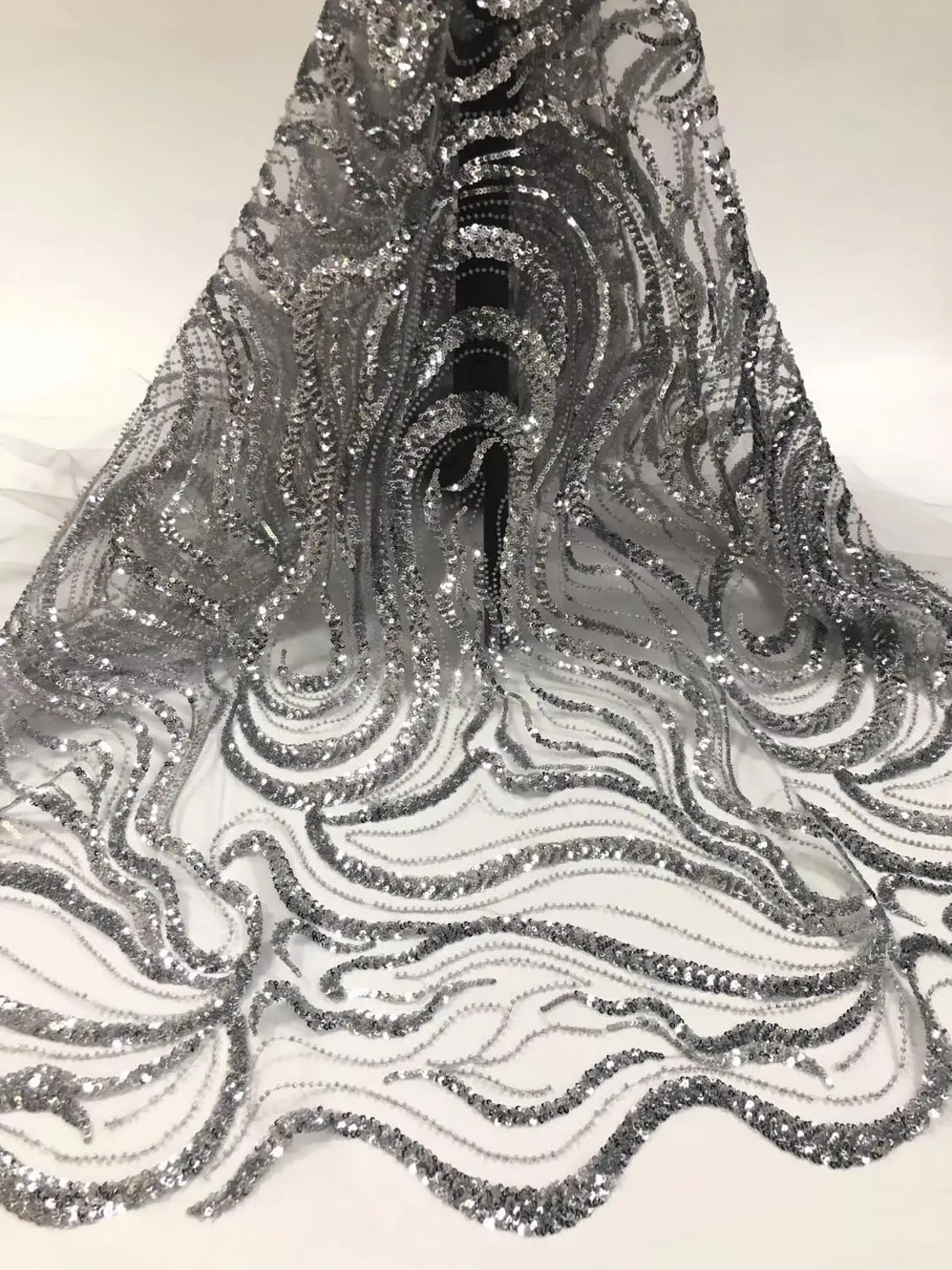 2018 африканская кружевная ткань ручной работы 3d кружево из бисера бежевого цвета