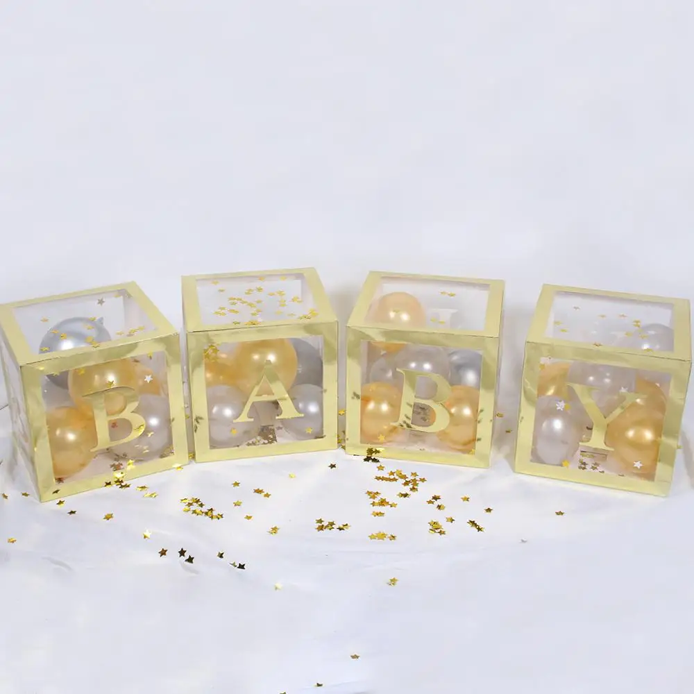 FENGRISE прозрачная золотистая коробка с именем сделай сам для мальчиков и девочек