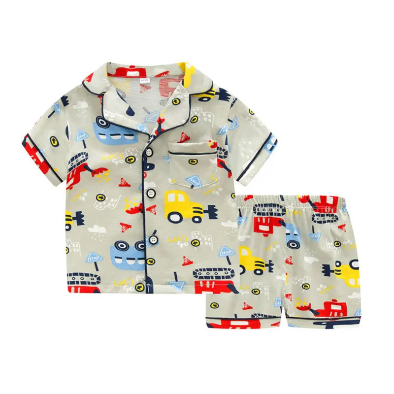 

SAILEROAD Summer Cute Dinosaur Pajamas For Boys Girls Cotton Short Sleeve Pyjamas Set Children Animals Printed Pijama Clothes