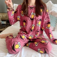 2020 new autumn winter 2pieces pyjamas set women girls cotton round neck pajamas sets teacup cat sleepwear clothes free