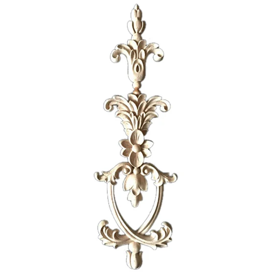 

AAAK -1X Rubber Wood Carved Applique Vintage Furniture Craft Decor #3