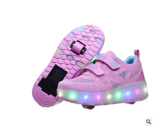 Heelies USB зарядка светодиодный Красочные Дети Мода кроссовки с два колеса роликовые коньки обувь для мальчиков и девочек синий - Цвет: Photo Color 8