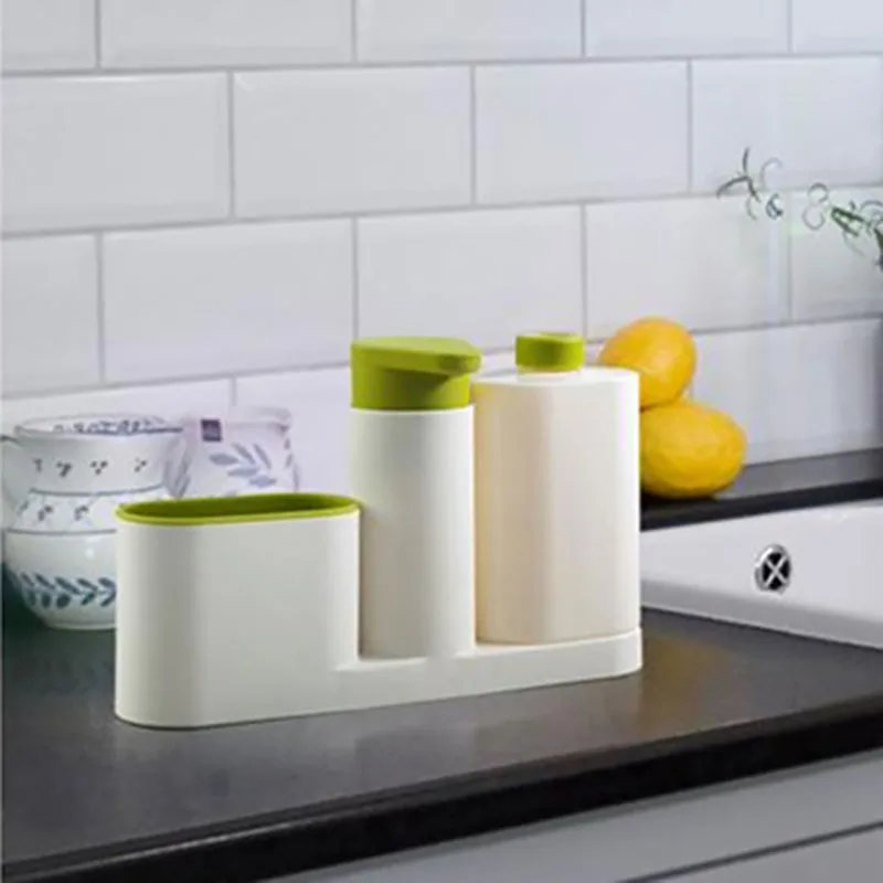 kitchen soap dispenser with sponge holder bottle hand sanitizer and detergent liquid sub bottling rack bathroom kitchen gadget free global shipping