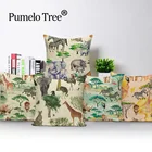 Чехол для диванной подушки с изображением жирафа слона