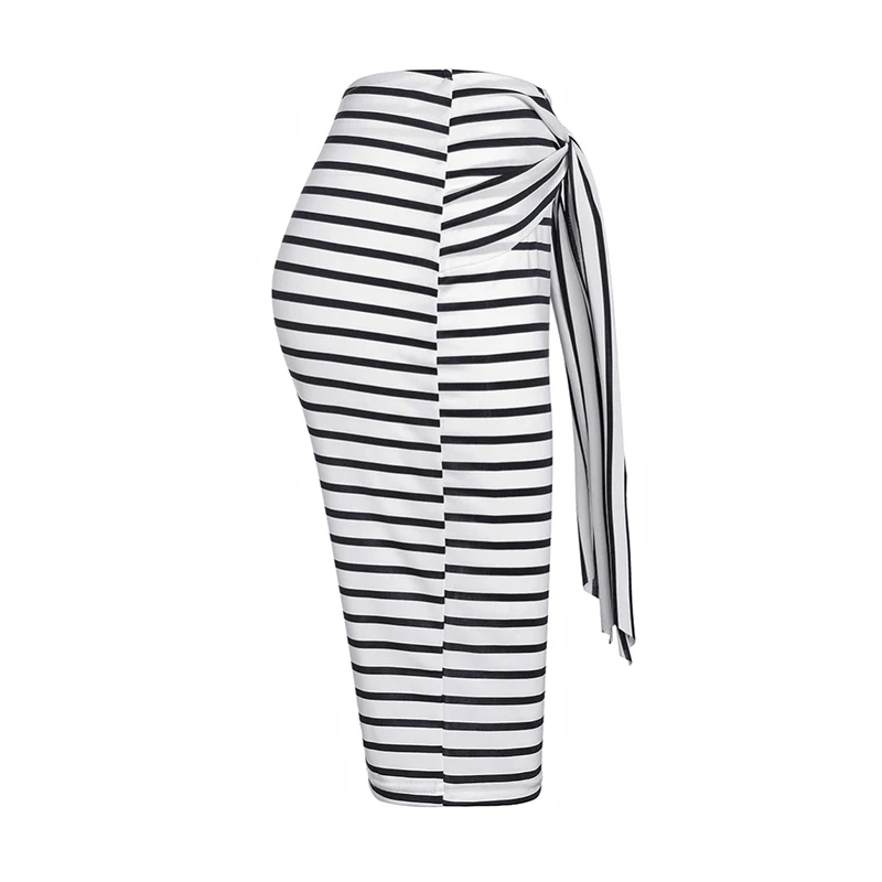 Женская облегающая юбка-карандаш летняя модная черная/белая юбка в полоску с