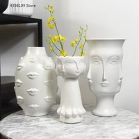 scandinavian white ceramic vase decoration home decoration crafts modern interior decoration countertop vase art face shape vase