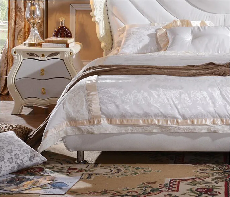 Современная Европейская кровать из массива дерева модная резная мебель