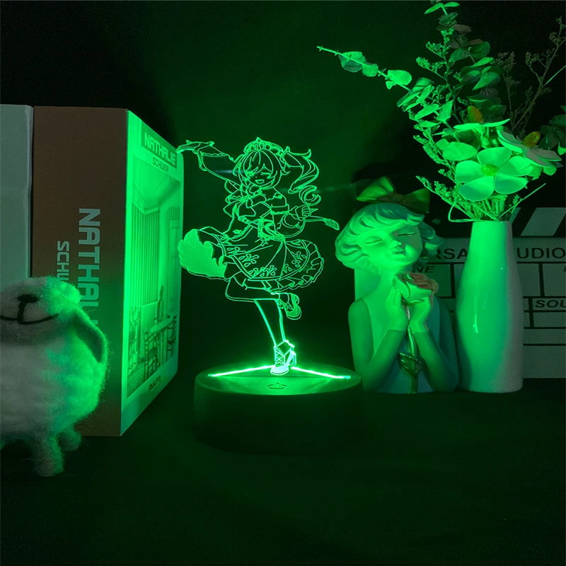 

Led Night Light Genshin Impact Barbara Figure for Kid Child Bedroom Decor Anime Nightlight Game Color Changing Desk 3d Lamp Gift