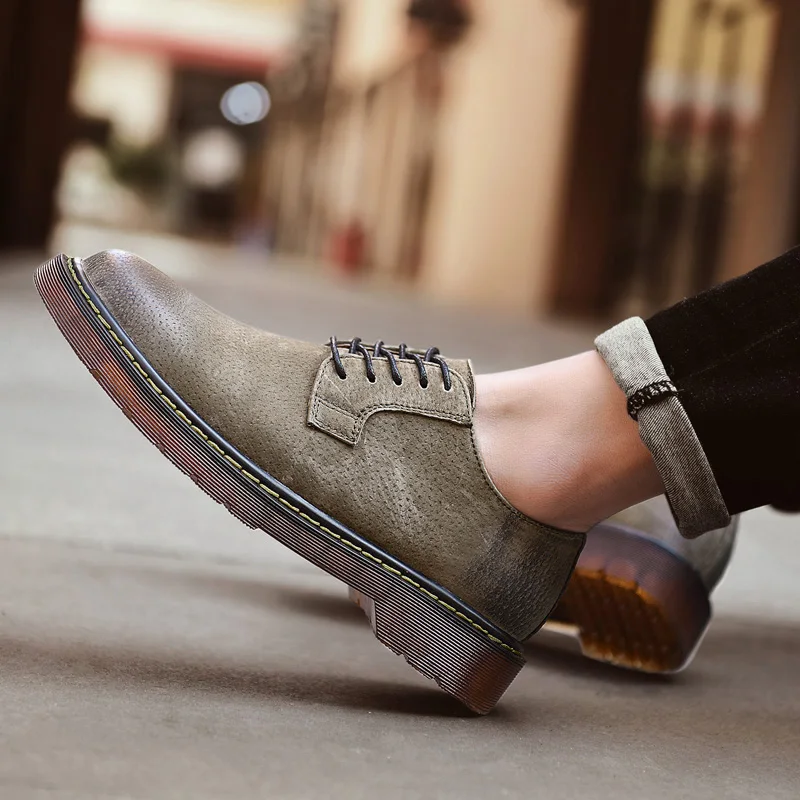 Мужская повседневная обувь новинка 2020 Весенняя кожаная для отдыха модная