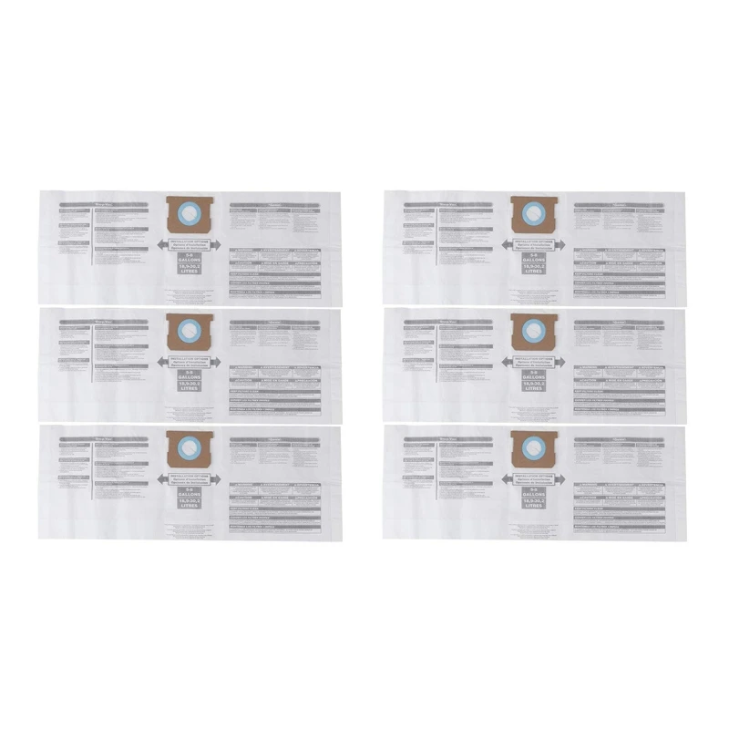 

6X Universal Dry Dust Bag 5 to 8 Gallon Vacuum Cleaner Replacement Accessory Fit for Shop Vac 90661 906-61 9066100