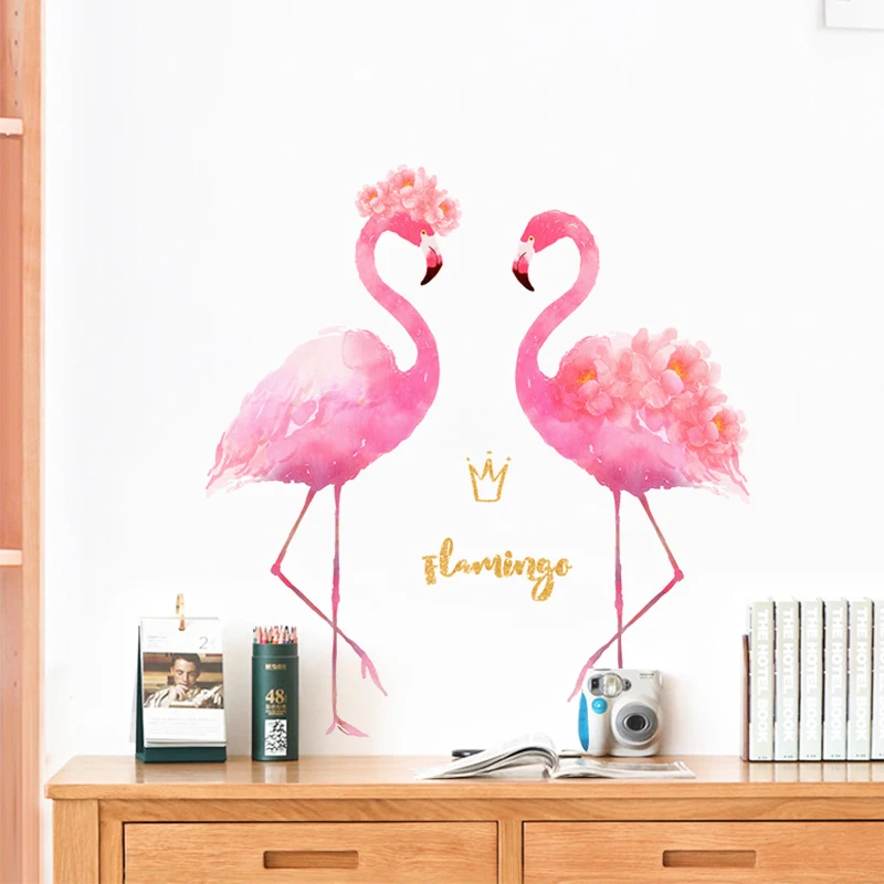 

Romantic flamingo wall sticker small pattern self-adhesive home wall decor bedroom bedside decor grils room decoration stickers