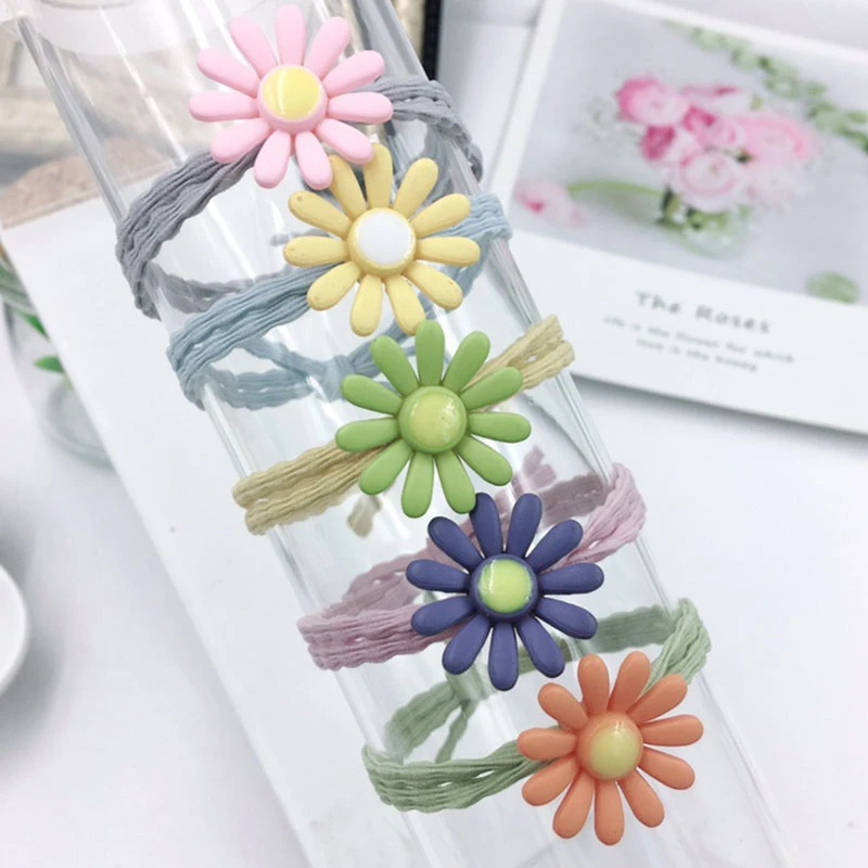 Корейский милый маленький ромашка резинки для женщин аксессуары волос модные