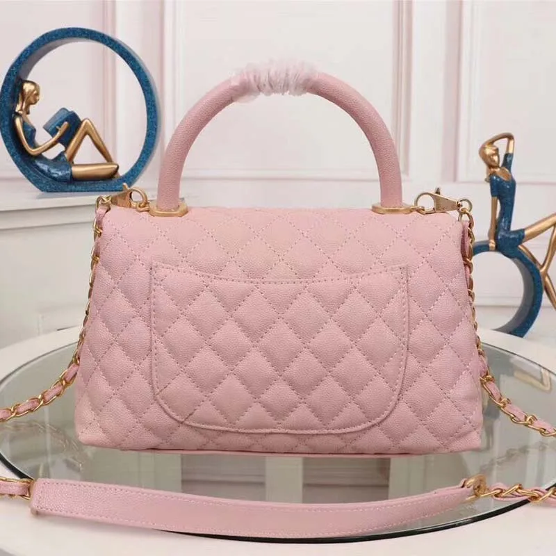 Pink Роскошная новая стильная модная Высококачественная сумка из натуральной икры с золотистой цепочкой, женская сумка на плечо, женские сумки - Цвет: Pink