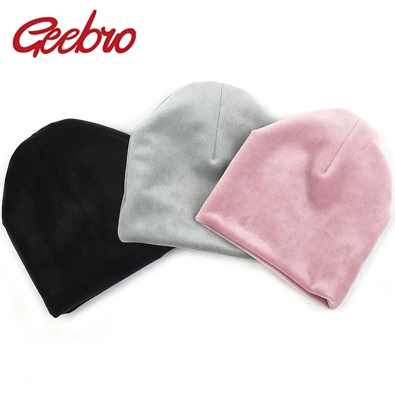 

Geebro Newborn Baby Boys Girls Winter Autumn warm Fashion Velour Beanies Hats Infants Toddlers Soft Solid Caps Hair Accessories