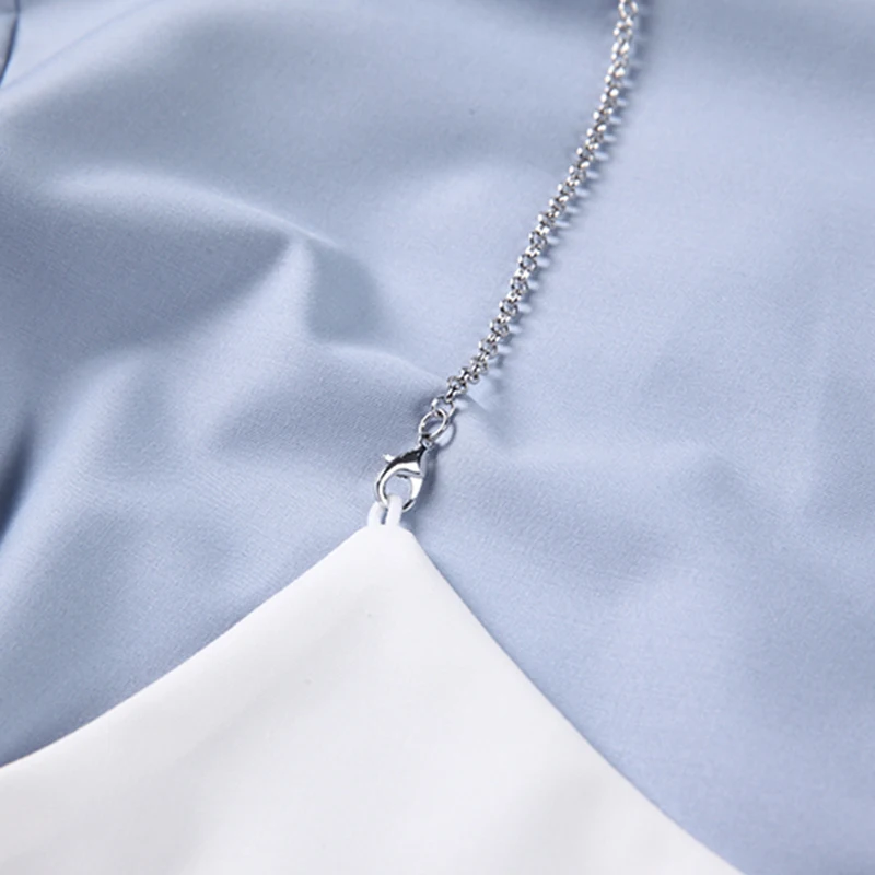 

IEQJ Women Korean Style Fashion Fack Two Stitching Sling Loose Top Blouse New Lapel Long Sleeve Loose Shirt Fashion Autumn 2021