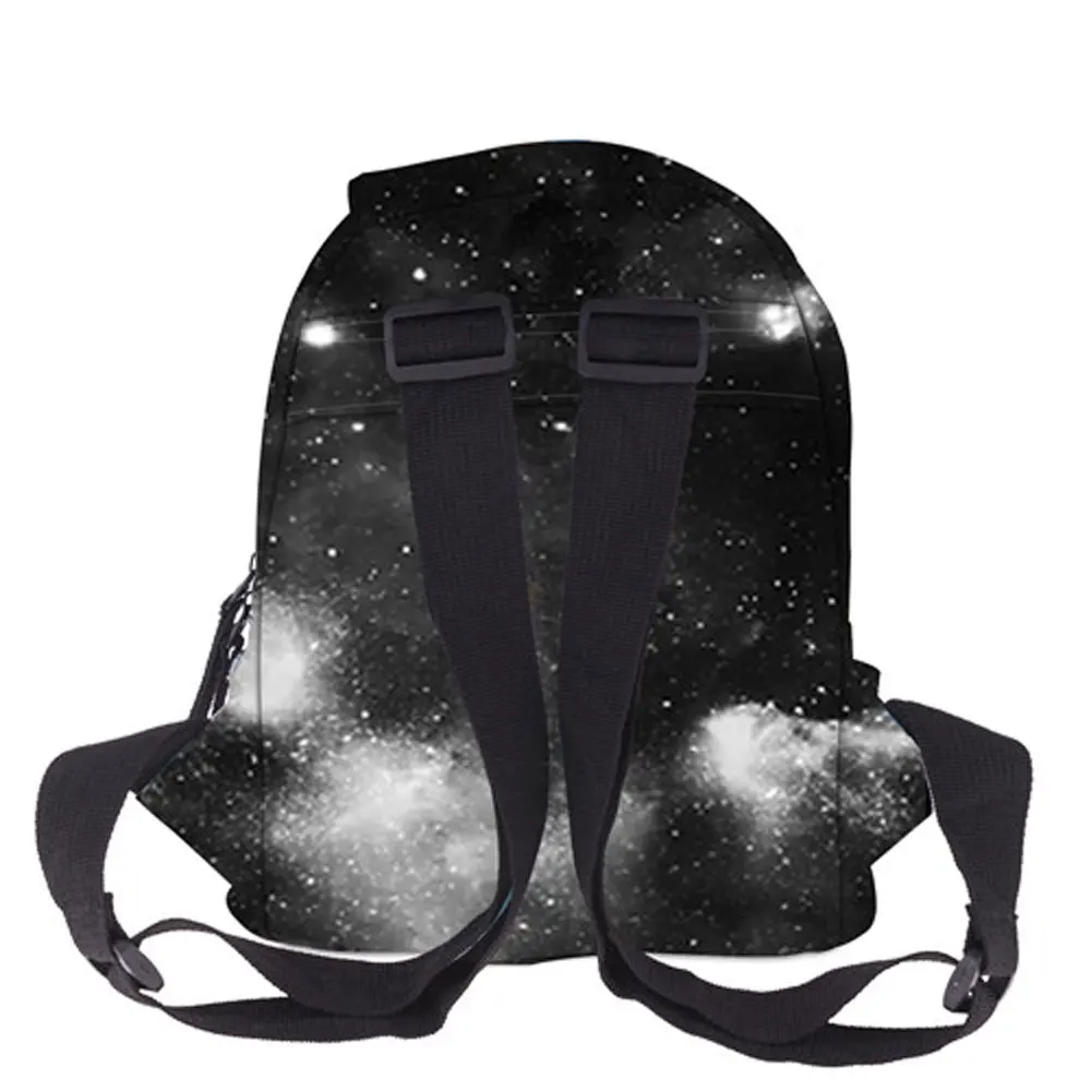 Women Backpack Black Casual Kawaii Mini Backpack Print Boy And Girl School Bag Starry sky Universe Small Bag Mochila