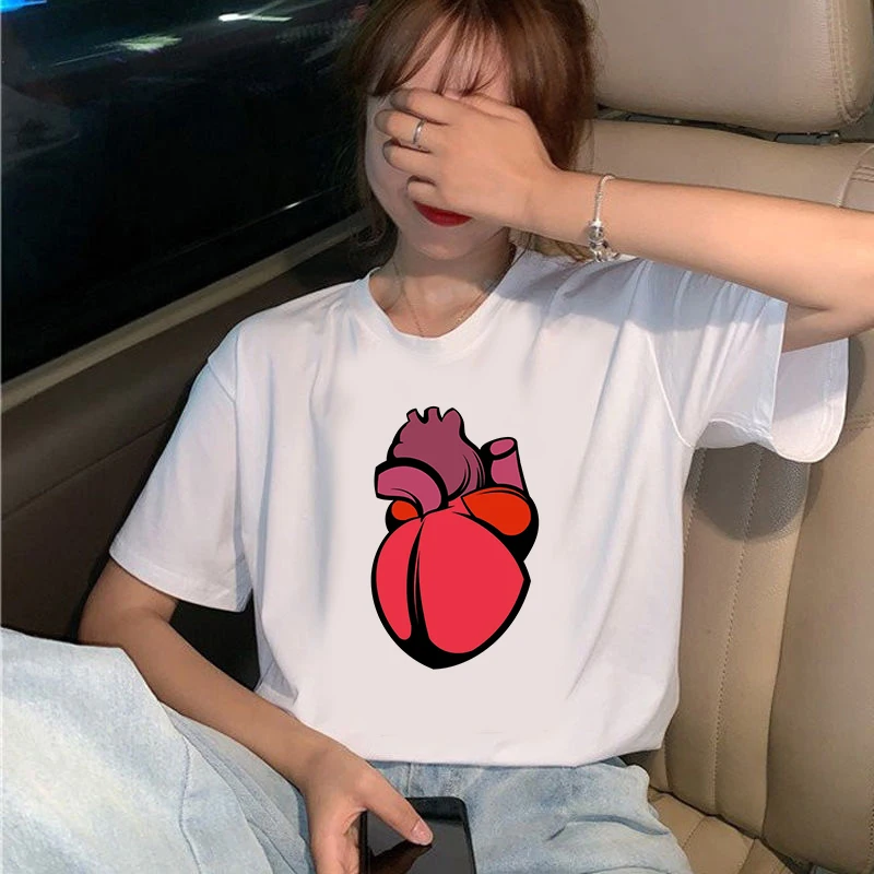 

Женская футболка с коротким рукавом, леопардовая футболка с рисунком здорового сердца, лето 2021
