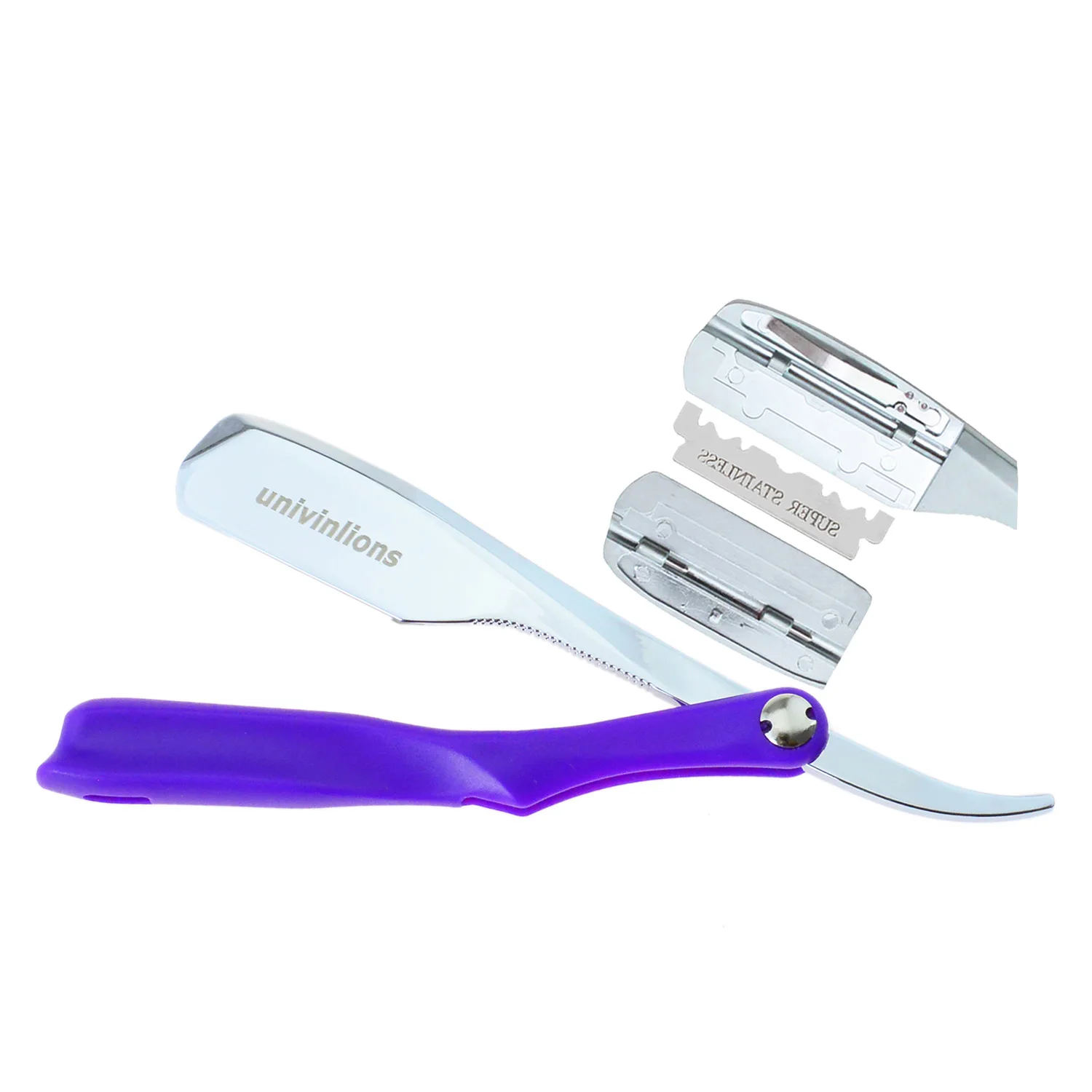 

Purple Handle Internal Spring Dural Edge Razors Women Men Barber Shaving Shavette Beard Face Underarm Body Eyebrow Hair Removal