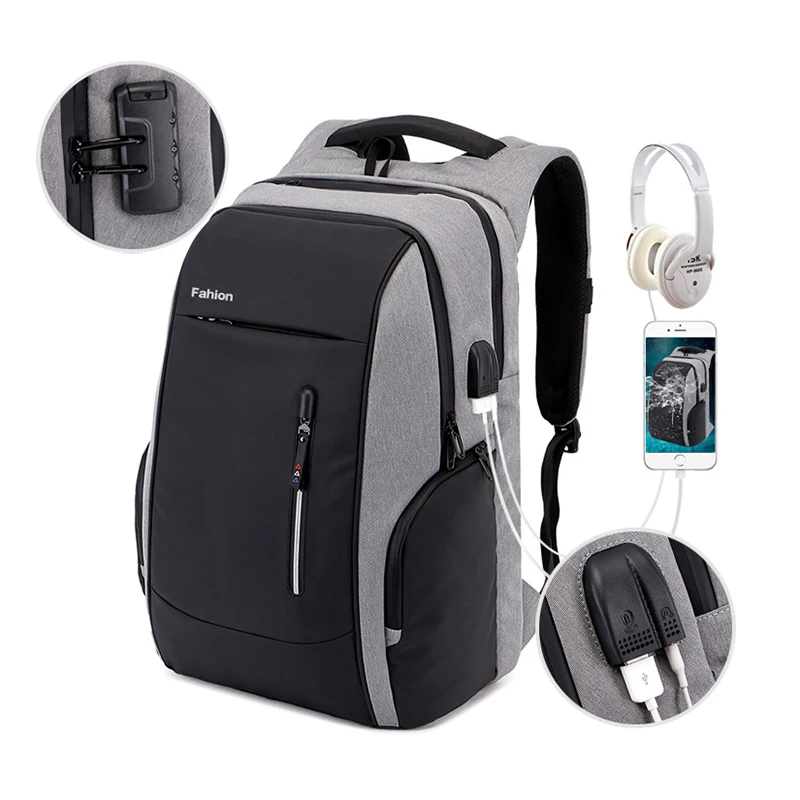 Бизнес большой емкости мужские рюкзаки модные путешествия Usb зарядка