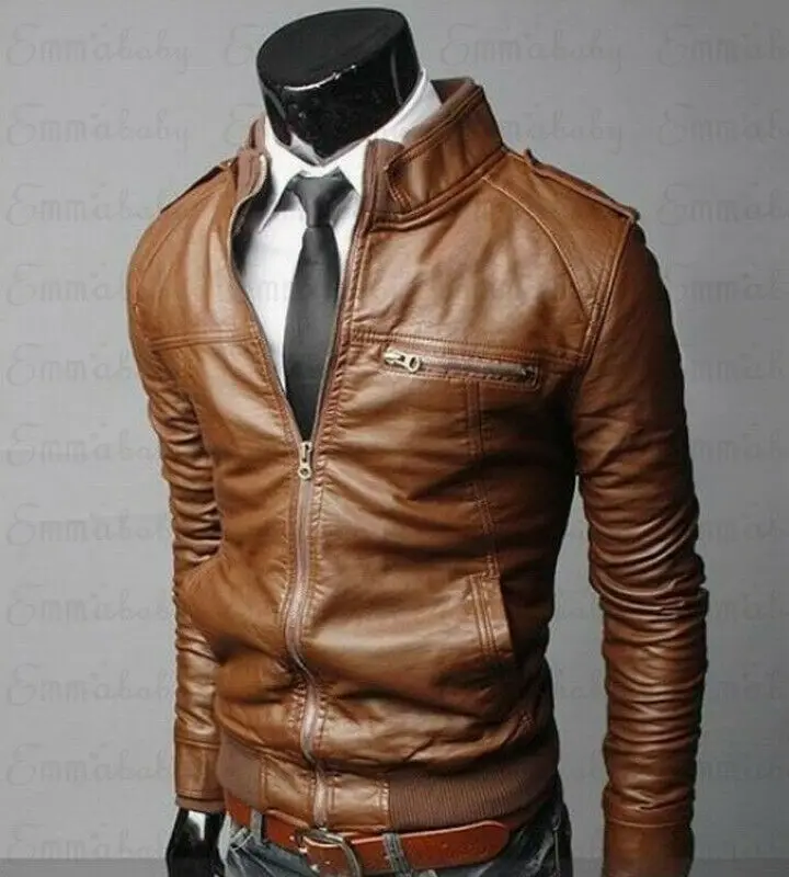 UK Men Vintage Biker Retro 1 Motorcycle Cafe Racer Distressed Leather Jacket | Мужская одежда