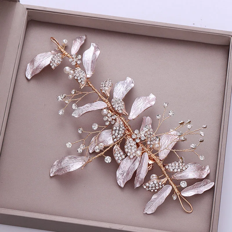 

Rhinestones Wedding Headband Silver Floral Leaf Crystal Bridal Accessories Prom Party Bridesmaids Hair Vine for Brides MAEA99