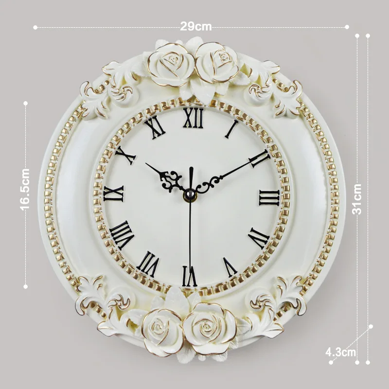 

Luxury Vintage Wall Clock European Design Modren Living Room 3D Gold Rose Creative Silent Waterproof Watch Zegar Decoration EE5