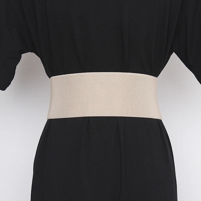 

[EAM] Pu Leather Big Buckle Split Joint Long Wide Belt Personality Women New Fashion Tide All-match Spring Autumn 2021 19A-a486