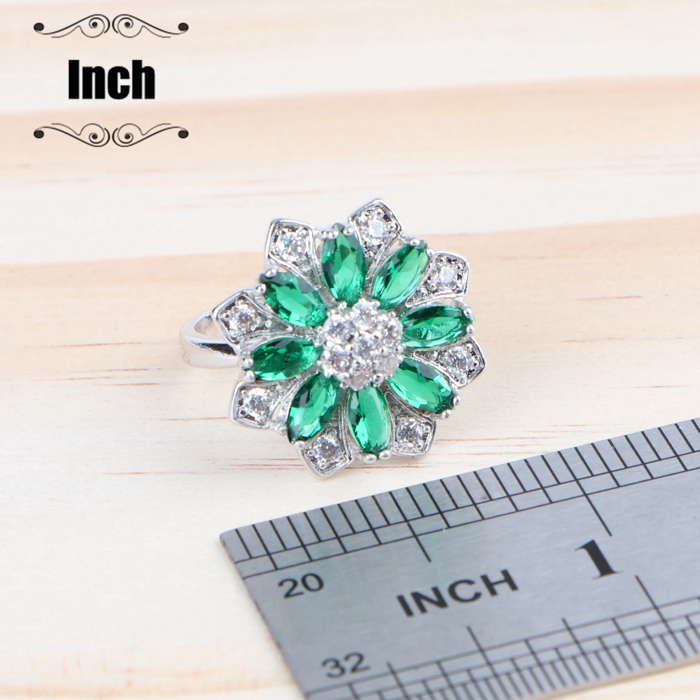 Зеленый цирконий женский костюм Свадебные Ювелирные наборы Серебро 925 серьги