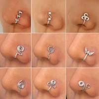 fake nose ring clip on nose ring cuff non piercing nose ring u shaped wire spiral fake piercing nose clip cuff jewelry bijoux