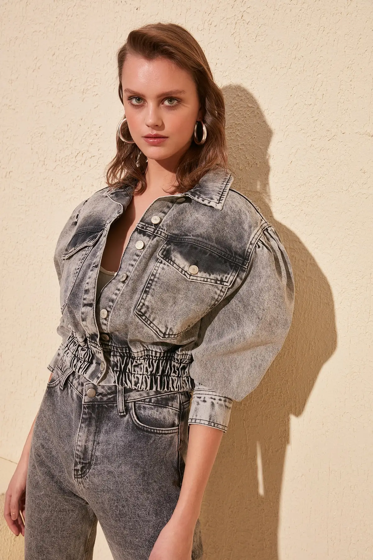 Trendyol упаковочная машина с заполнением юбка наконечник приталенная джинсовая