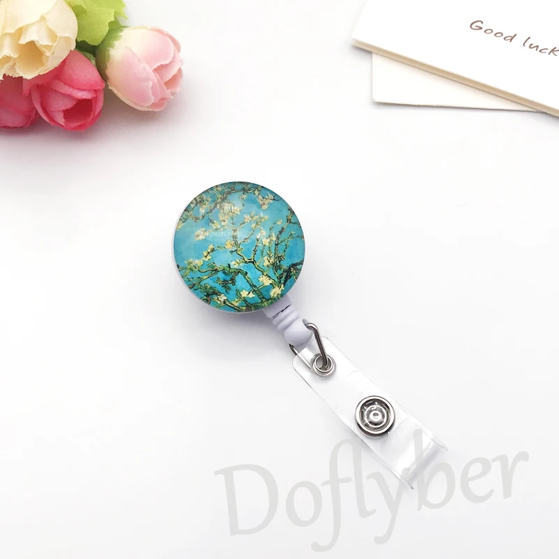 Выдвижной Значок Ван Гог с подсолнухами для медсестер и врачей бейдж именной