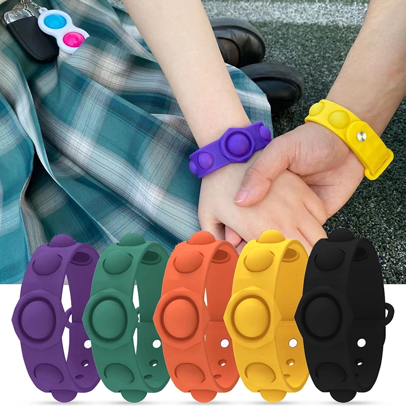 

Dropshipping Pop It Wristband Simple Dimple Fidget Toy Sensory For Autism Squishy Reliever Adult Kid Funny Anti-stress Toys