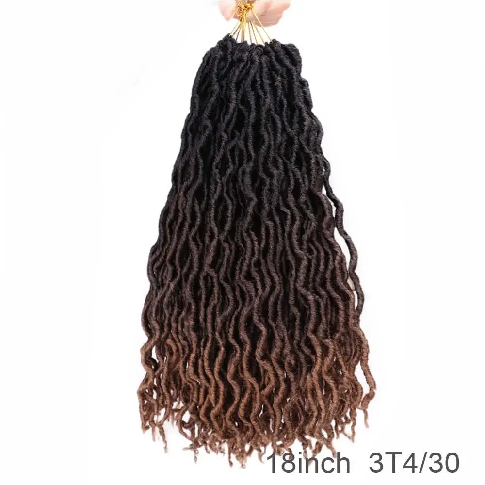 T1B/613 Элегантный MUSES Goddess Nu Locs, мягкие вязанные крючком волосы, косички, 12, 18 дюймов, faux Locs CURLY, синтетические волосы, предварительно петля, вязанные крючком косички - Цвет: T1B/613