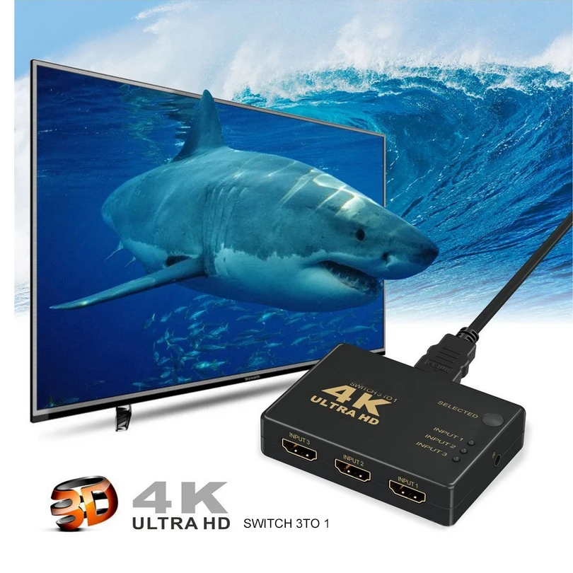 3 порта 4K * 2K 1080P HDMI совместимый Переключатель Селектор 3x1 сплиттер коробка Ultra HD