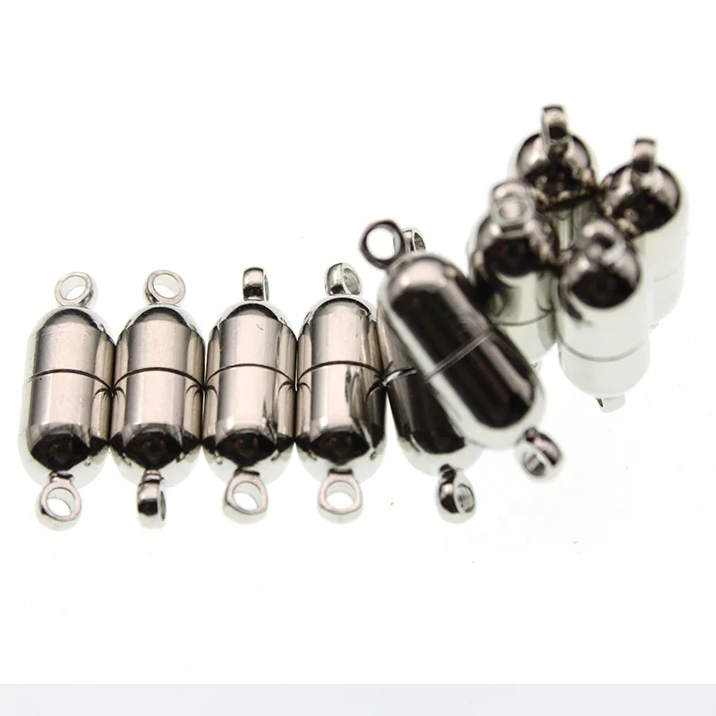 Круглые магнитные застежки для браслетов и ожерелий серебристые концевые