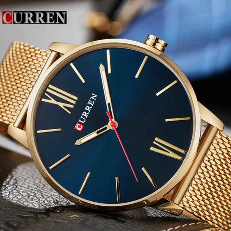 

CURREN Top Brand Mens Watches Luxury Quartz Casual Watch Men Stainless Steel Mesh Clock relogio masculino 8238 Drop Shipping