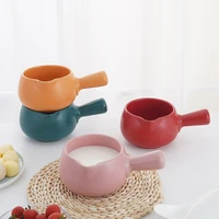 korean household mini food supplement casserole milk pot soup pot multi color solid color ceramic short handled small milk pot