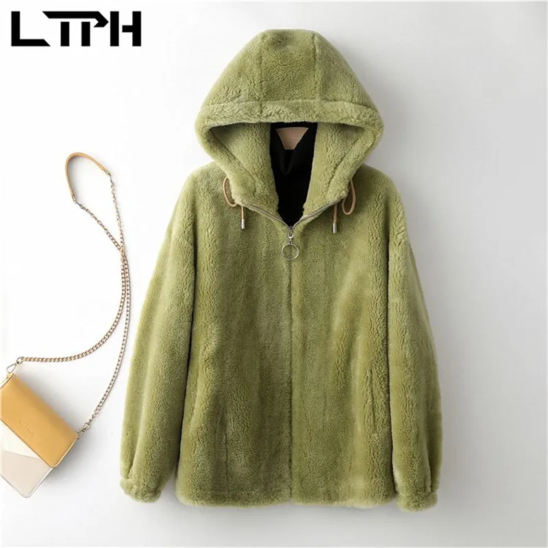 LTPH high quality winter coat women faux fur fluffy jacket loose casual lambwool hooded coats thicken warm 2021 new arrival