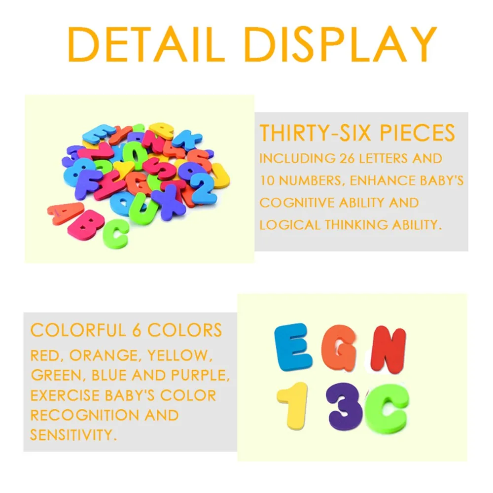 Детские 36 шт пенопластовые цифры буквы карты игрушки для ванной алфавит палка на